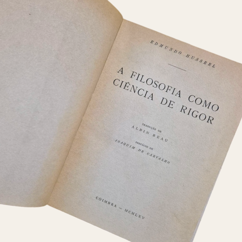 A Filosofia como Ciência de Rigor