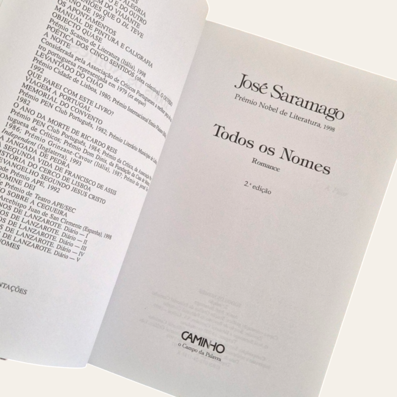 Todos os Nomes - 2ª edição.
